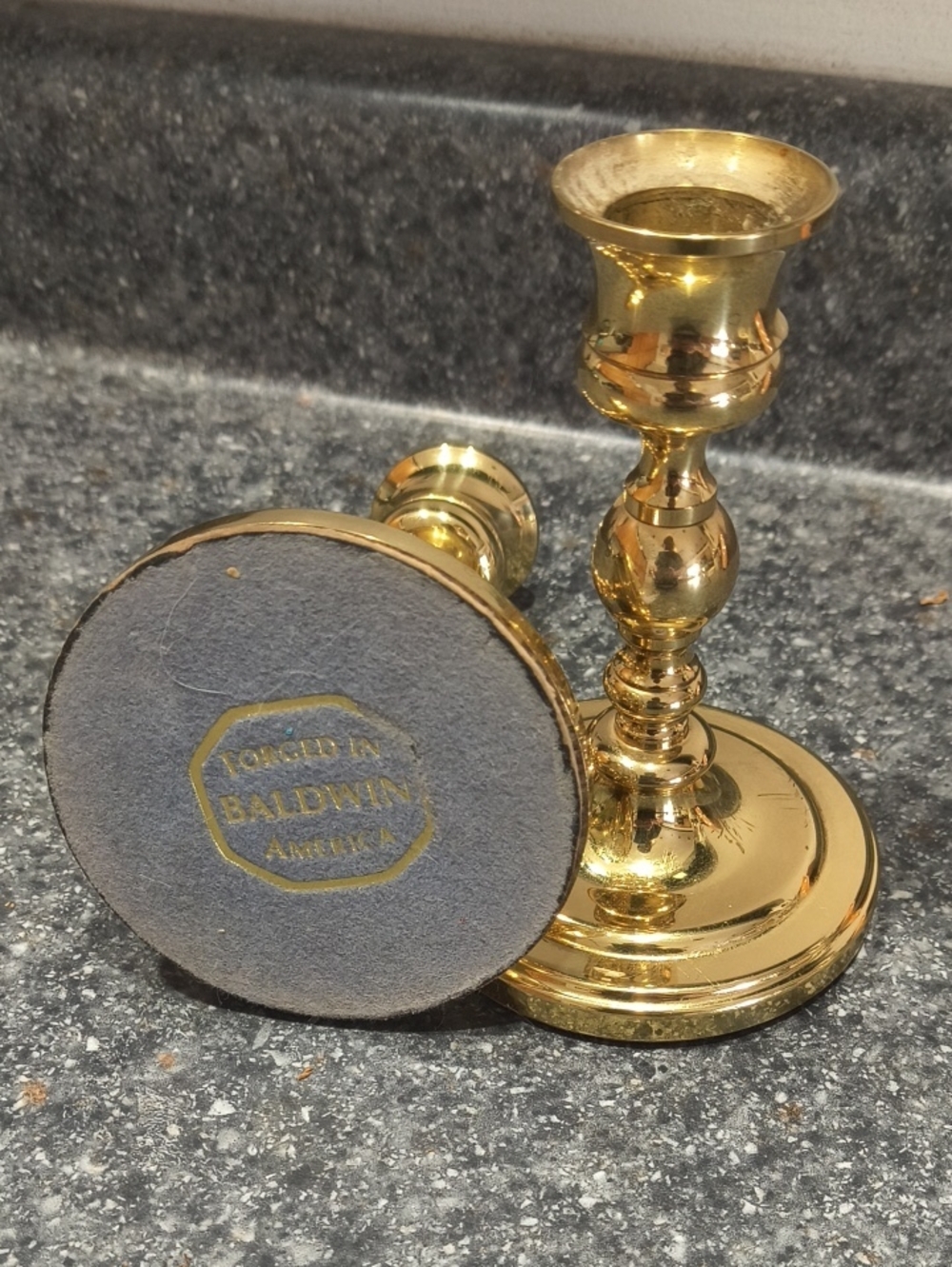 baldwin Polished Gold Brass Candlestick Pair